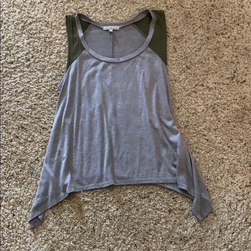 Green and grey blouse